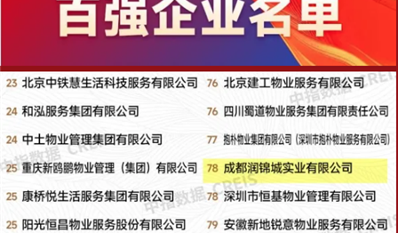 MG不朽情缘公司荣列2024中国物业服务百强企业榜单